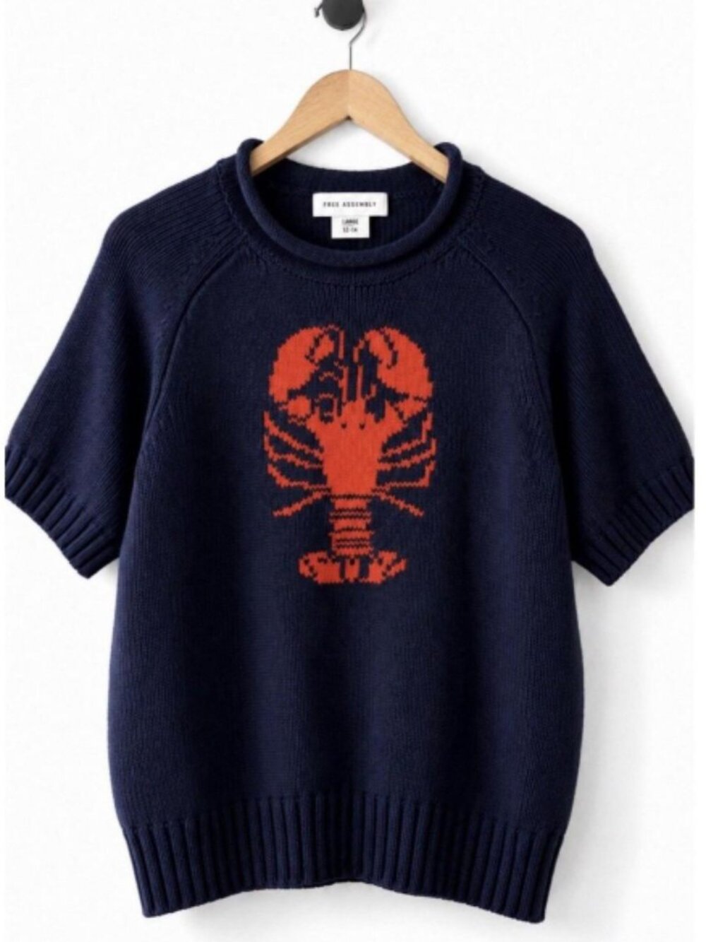 Free Assembly 100% Cotton Lobster Rollneck Sweater, XL, Navy Coastal Beach - Picture 3 of 5